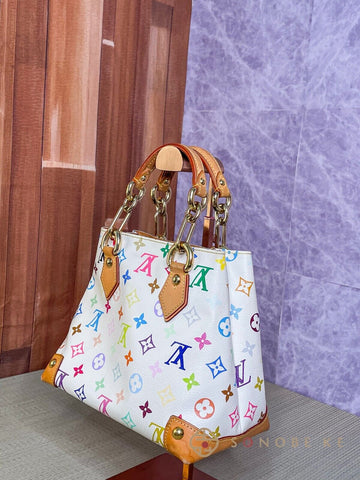 Louis Vuitton Audra White Multicolor Monogram Handbag M40047 【S】