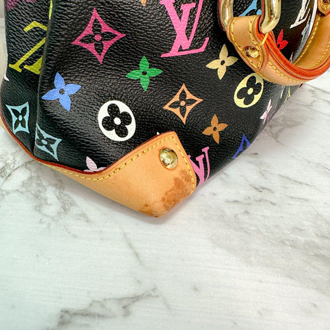 Louis Vuitton Audra Black Multicolor Monogram Handbag Murakami M40048 SONOBE KE