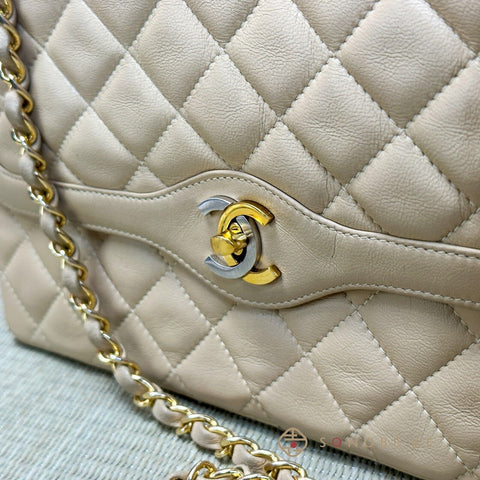 CHANEL Matelasse  Double W Flap Paris Limited Classic Shoulder Bag Beige【SS】