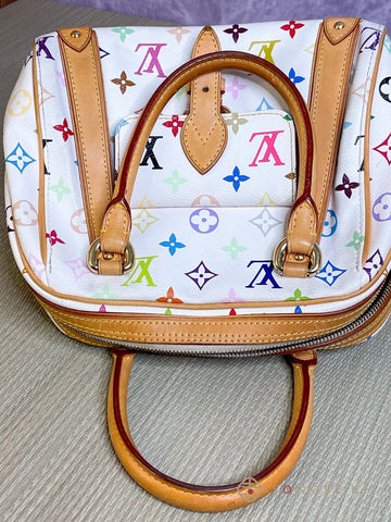 LOUIS VUITTON Priscilla White Multicolor Monogram HandBag M40096 LV 【S】