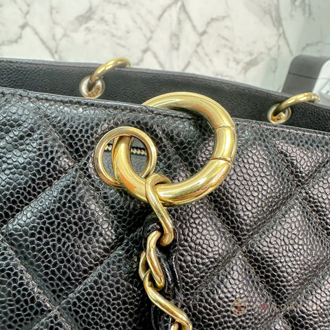 CHANEL Quilted GST Caviar Skin CCmark All Chain Grand Shopping Tote Bag No.7【S】