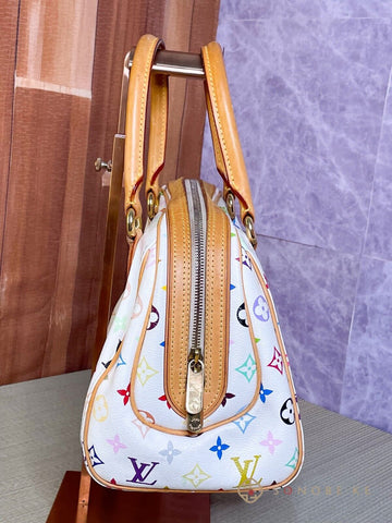 LOUIS VUITTON Priscilla White Multicolor Monogram HandBag M40096 LV 【S】