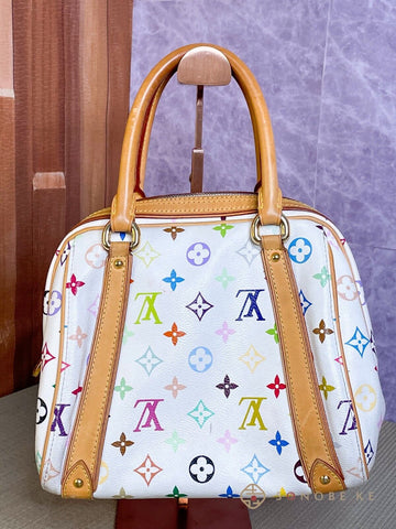 LOUIS VUITTON Priscilla White Multicolor Monogram HandBag M40096 LV 【S】