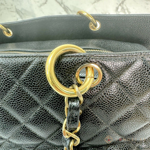 CHANEL Quilted GST Caviar Skin CCmark All Chain Grand Shopping Tote Bag No.7【S】