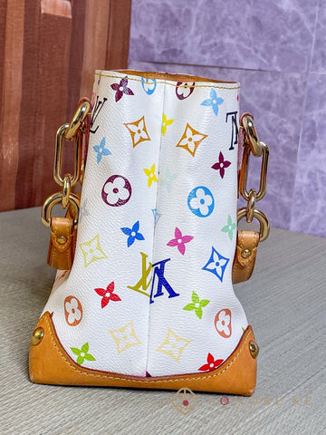 Louis Vuitton Audra White Multicolor Monogram Handbag M40047 【S】