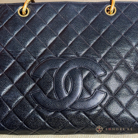 CHANEL Quilted GST Caviar Skin CCmark All Chain Grand Shopping Tote Bag No.7【S】