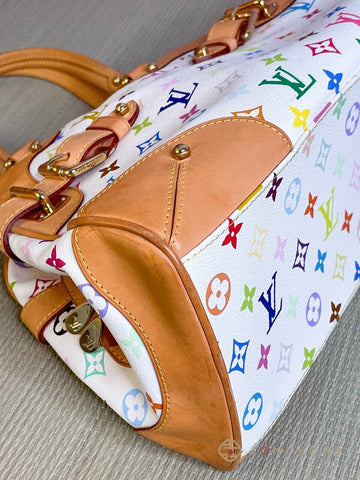 LOUIS VUITTON Claudia White Multicolor Monogram Hand Bag M40193 LV 【S】