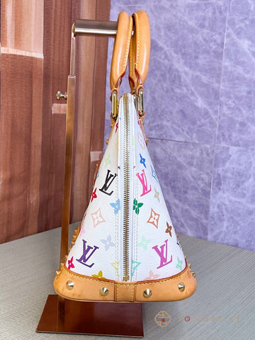 Louis Vuitton Alma PM White Multicolor Monogram Handbag M92647 【S】