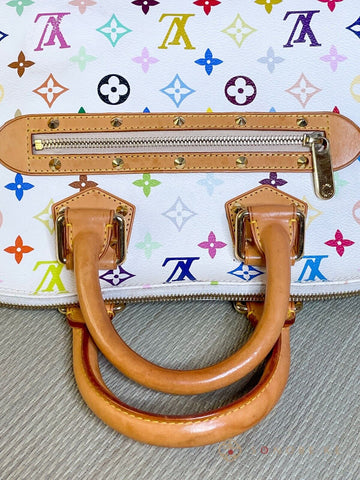 Louis Vuitton Alma PM White Multicolor Monogram Handbag M92647 【S】