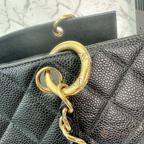 CHANEL Quilted GST Caviar Skin CCmark All Chain Grand Shopping Tote Bag No.7【S】