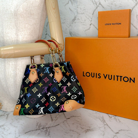 Louis Vuitton Audra Black Multicolor Monogram Handbag Murakami M40048 SONOBE KE