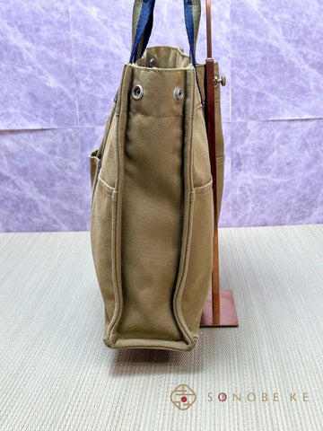 HERMES Fourre Tout MM Hand Tote Bag Canvas Khaki Green 【B】