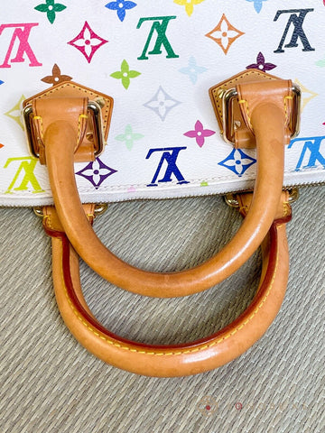 Louis Vuitton Alma PM White Multicolor Monogram Handbag M92647 【S】