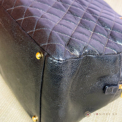 CHANEL Quilted GST Caviar Skin CCmark All Chain Grand Shopping Tote Bag No.7【S】