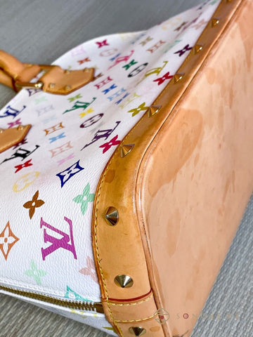 Louis Vuitton Alma PM White Multicolor Monogram Handbag M92647 【S】