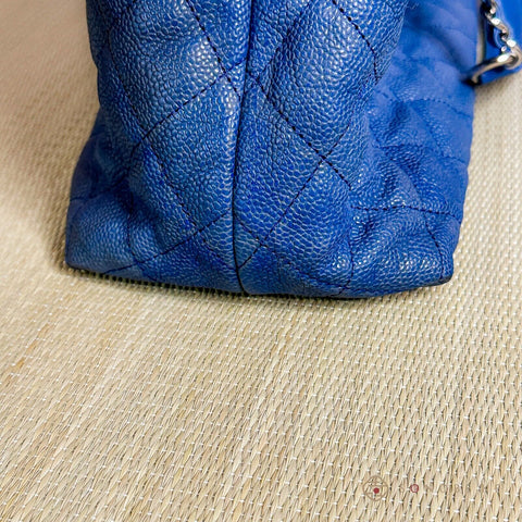 Chanel Caviar Skin Tote Bag 2way Chain tote blue No.15 【A】