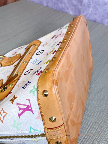 Louis Vuitton Alma PM White Multicolor Monogram Handbag M92647 【S】