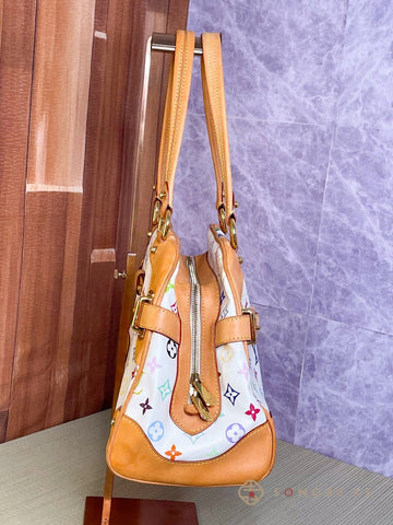 LOUIS VUITTON Claudia White Multicolor Monogram Hand Bag M40193 LV 【S】