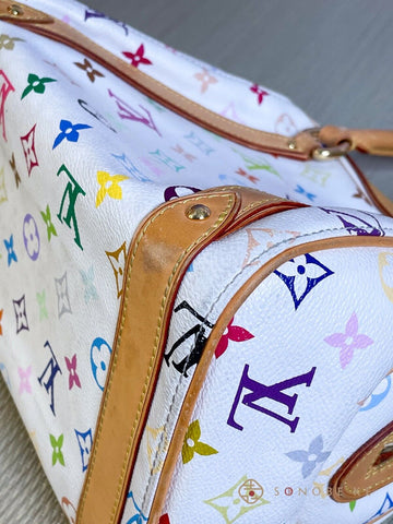 LOUIS VUITTON Priscilla White Multicolor Monogram HandBag M40096 LV 【S】