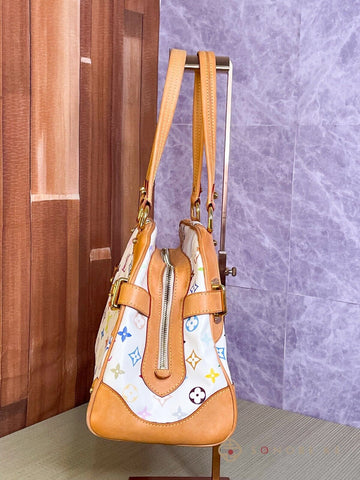 LOUIS VUITTON Claudia White Multicolor Monogram Hand Bag M40193 LV 【S】