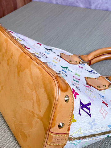 Louis Vuitton Alma PM White Multicolor Monogram Handbag M92647 【S】