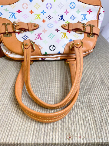 LOUIS VUITTON Claudia White Multicolor Monogram Hand Bag M40193 LV 【S】