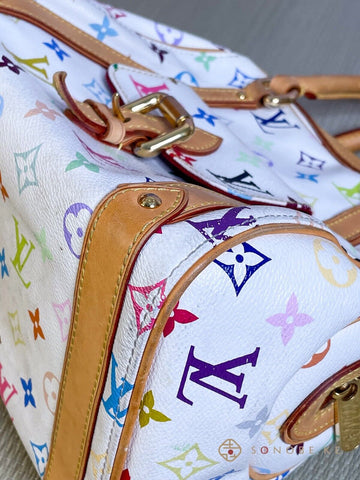 LOUIS VUITTON Priscilla White Multicolor Monogram HandBag M40096 LV 【S】