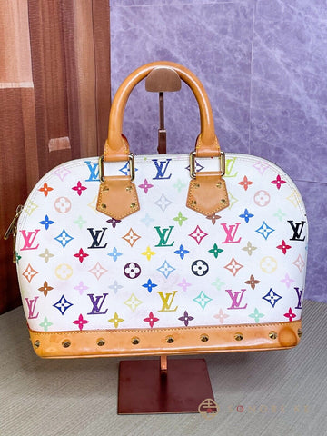 Louis Vuitton Alma PM White Multicolor Monogram Handbag M92647 【S】