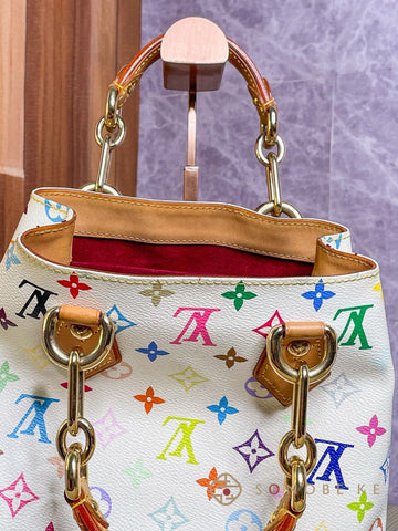 Louis Vuitton Audra White Multicolor Monogram Handbag M40047 【S】