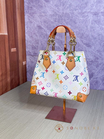 Louis Vuitton Audra White Multicolor Monogram Handbag M40047 【S】