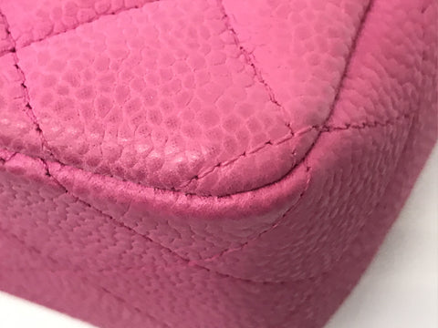 CHANEL matelasse mini matelasse matte caviar skin pink shoulder bag