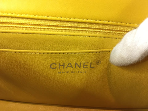 CHANEL lambskin mini matelasse lambskin yellow shoulder bag