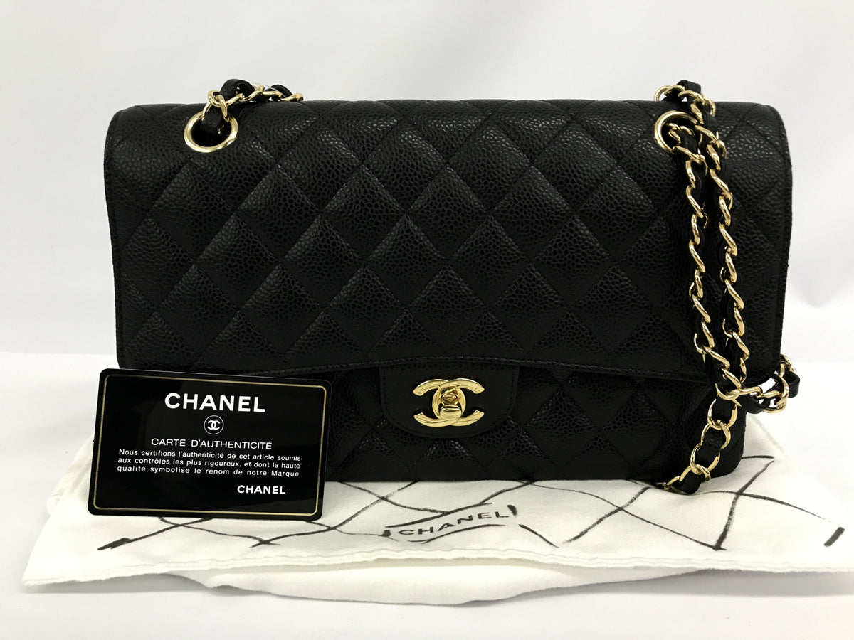 CHANEL caviar skin caviar W flap 16 series shoulder bag