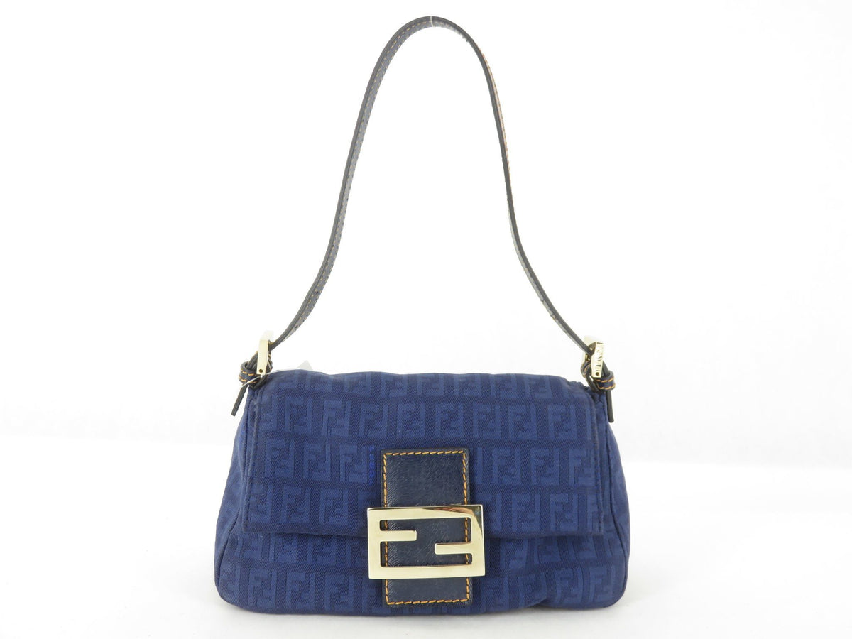 FENDI Zucchino handbag canvas blue shoulder bag