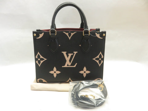 LOUIS VUITTON Monogram Amplant Bicolor Amplant On The Go PM Black Beige IC Chip Tote Bag