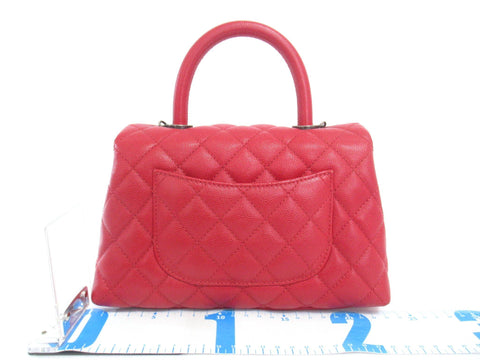 CHANEL Caviar Skin Top Handle Coco Handle XS Caviar Skin Red Handbag