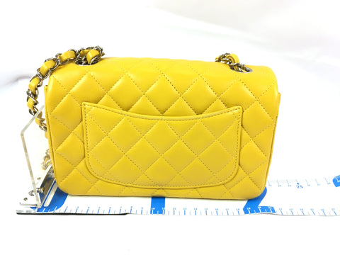 CHANEL lambskin mini matelasse lambskin yellow shoulder bag