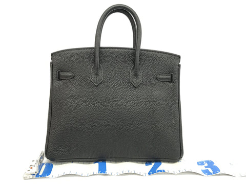 HERMES Birkin Birkin 25 black □L SV metal fittings handbag