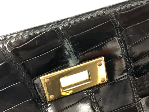 HERMES Kelly Kelly 32 porosus black handbag