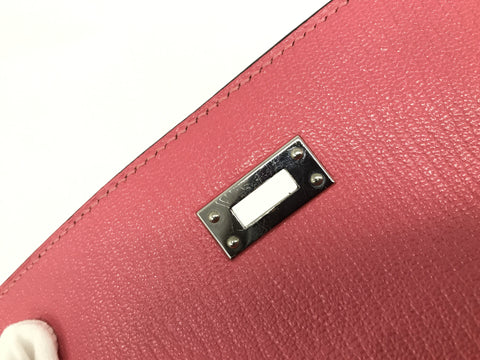 HERMES Kelly Kelly 25 Chevre Rose Azare Silver Hardware Handbag