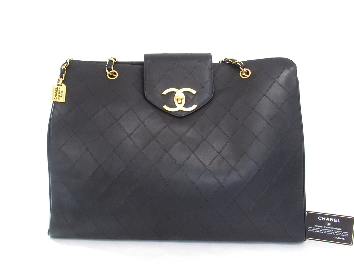 CHANEL Coco Mark Bicolore Stitch Super Model 2793165 Black Tote Bag