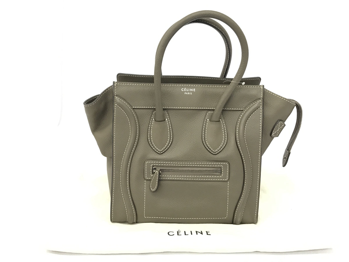 CELINE Luggage Micro Shopper with Storage Bag Handbag