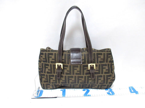 FENDI Zucca Pattern 11FENDI Zucca Handbag Gold Hardware Shoulder Bag