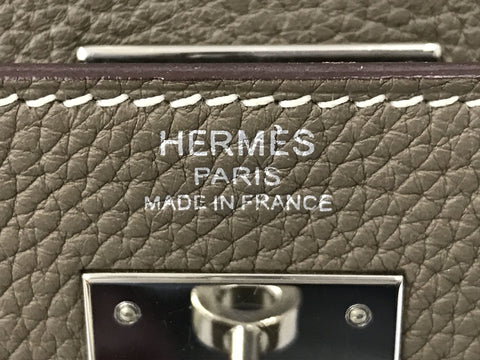HERMES Kelly Kelly 28 Togo Etoupe X engraving handbag