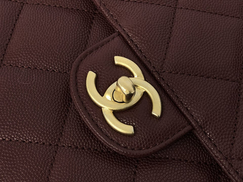 CHANEL Caviar Skin Burgundy Single 2way Shoulder Bag