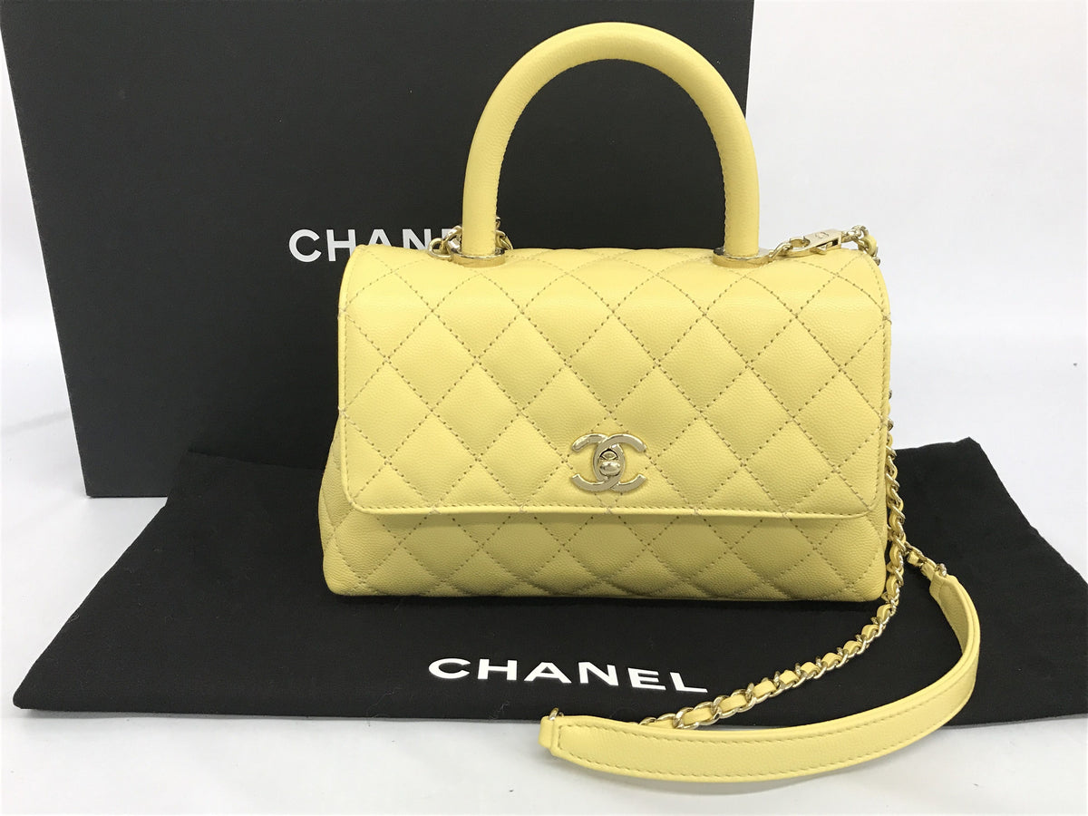 CHANEL Caviar Skin Top Handle Coco Handle XS Caviar Skin Cereal Plate Handbag