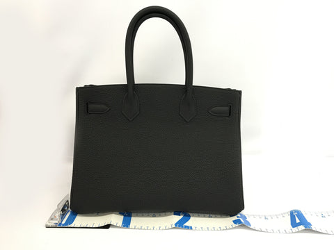 HERMES Birkin Birkin 30 3EN1 Black Togo/Swift/Toile Ash Gold Hardware U Engraved Handbag