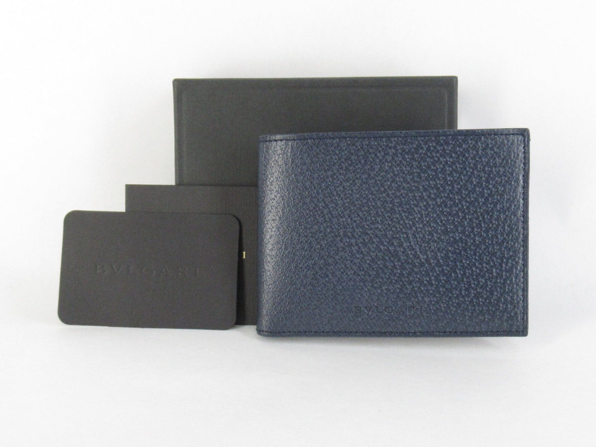 BVLGARI Billfold Leather Navy Billfold