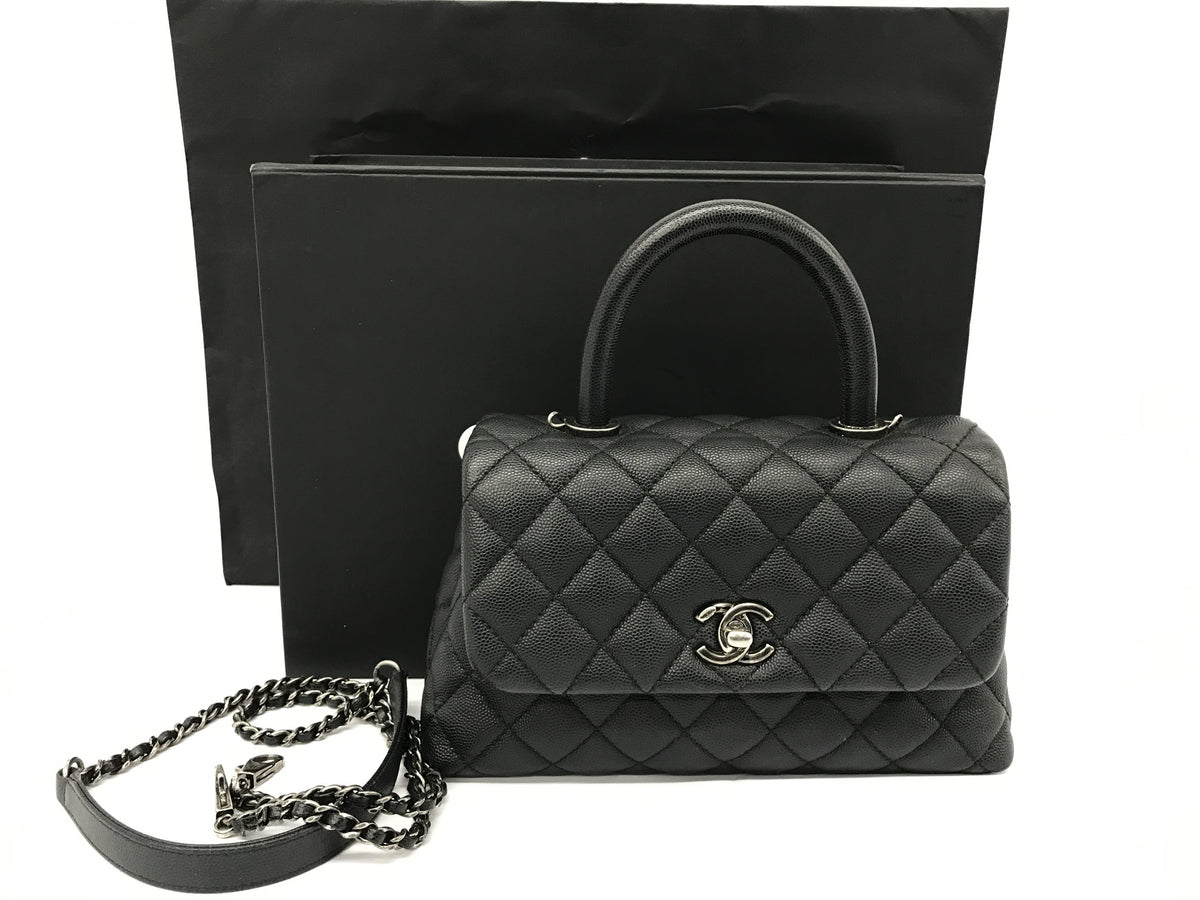 CHANEL Caviar Skin Top Handle Coco Handle XS Caviar Skin Black Handbag