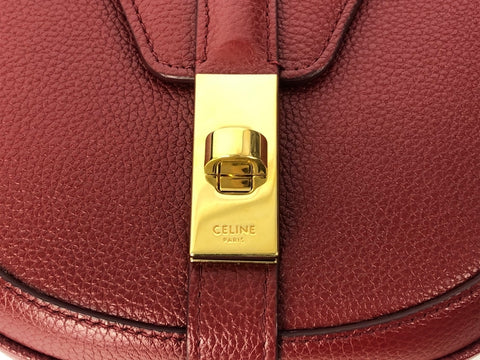 CELINE Small Buzzas 16 Saize Leather Shoulder Bag Gold Metal Fittings Red Shoulder Bag